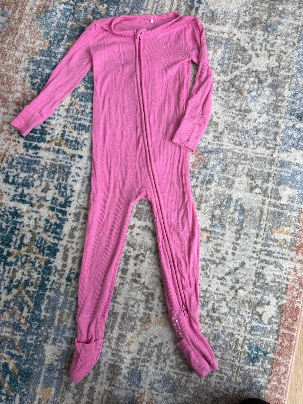 Posh Peanut Pink Footed One-Piece Zippered Pajama